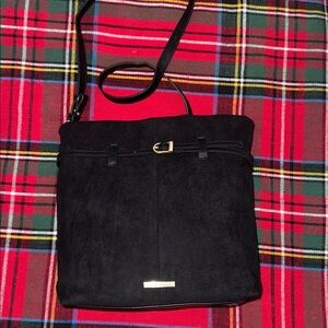 Black vegan Suede Shoulder Bag